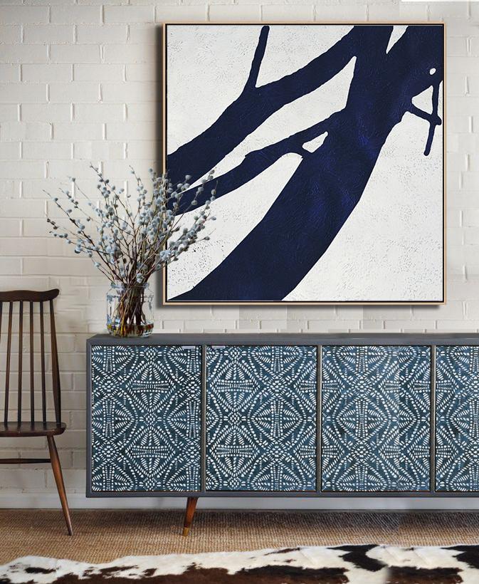 Navy Blue Minimalist Painting #NV195A - Click Image to Close